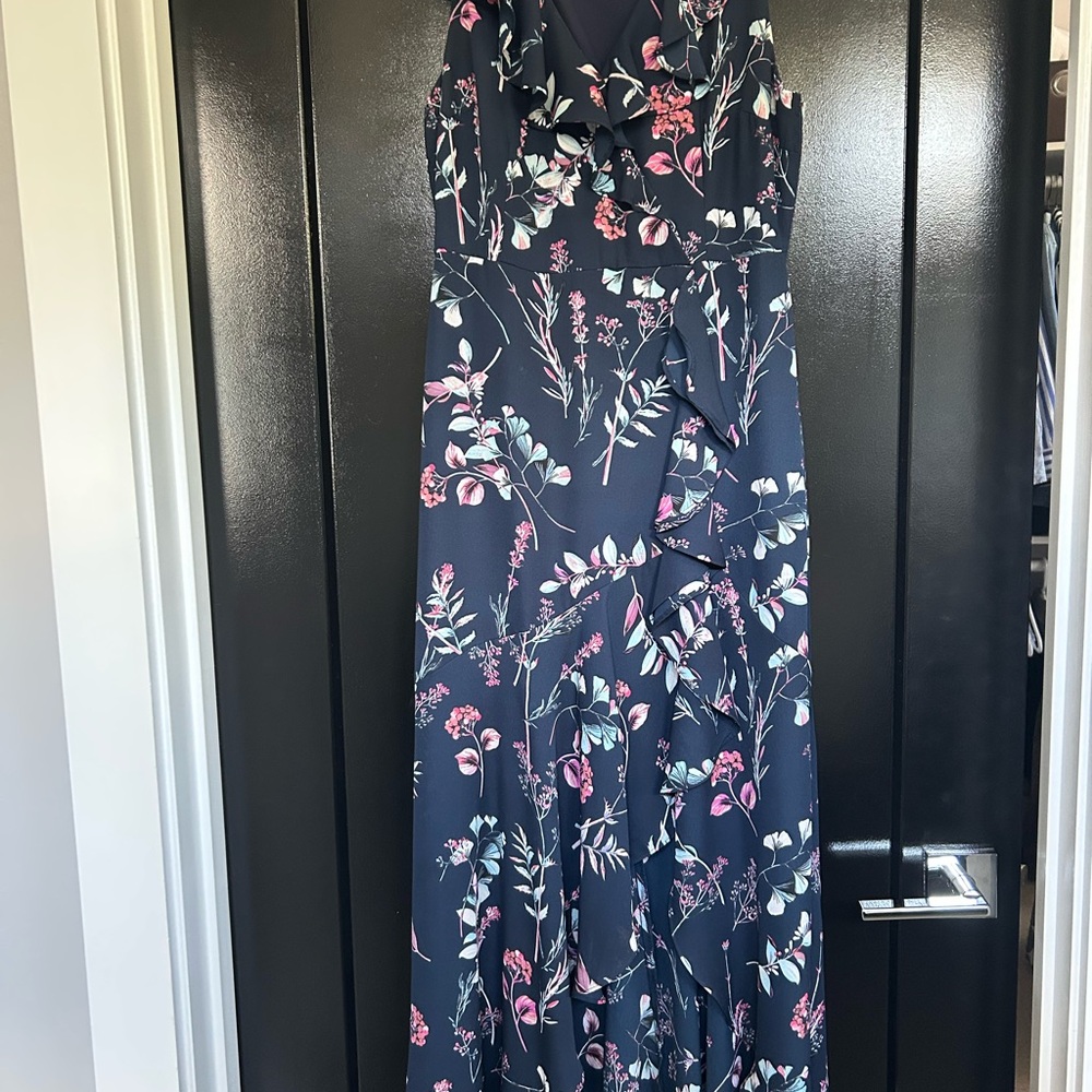 Banana Republic Petite Floral Navy Dress